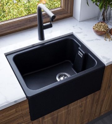 1810 MAYA 595 QUARTZ BELFAST BLACK SINK, MU/595/BEL/BL/1001